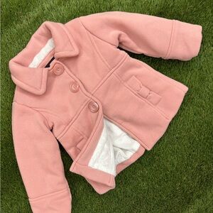Pink Button-Up Coat with Bow Detail Size 18M